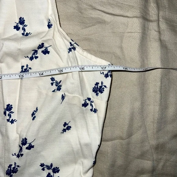 Button-Front Godet Mini A-Line Dress - Cream Floral S - Picture 4 of 4